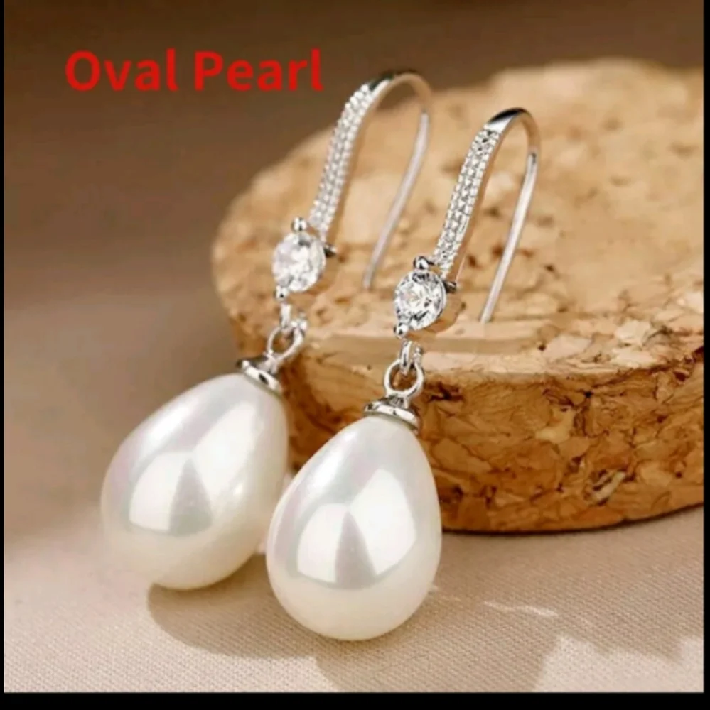 SILVER COLOR WATER IMITATION PEARL'S DROP EARRINGS - Picture 1 of 5